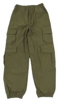 Khaki cargo cuff kalhoty Shein