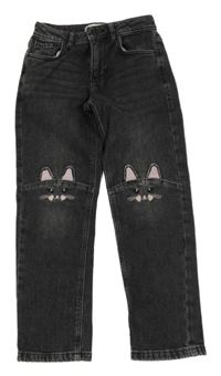 Tmavošedé relaxed fit rifle s kočičkami Denim Co.