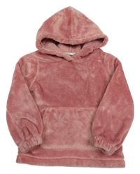 Růžová plyšová mikina s kapucí Fat Face