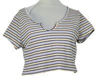 Dámské barevně pruhované žebrované crop tričko Primark 