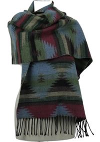 Dámská barevná vzorovaná šála s třásněmi 