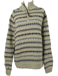 Pánský béžovo-modrý vzorovaný svetr Mantaray 