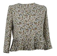 Dámská smetanovo-barevná kytičkovaná halenka s plisováním Bershka 