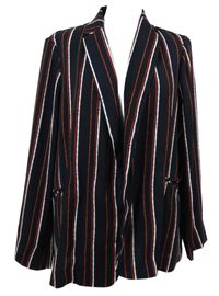 Dámský tmavomodrý proužkovaný sakový cardigán M&S