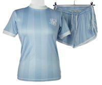 2set - Dámské světlemodré pruhované sportovní tričko + kraťasy Siksilk