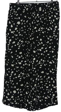 Dámské černé vzorované culottes kalhoty Primark 