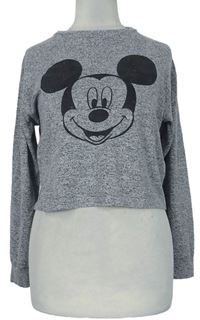 Dámské šedé úpletové crop triko s Mickeym zn. Love To Lounge 
