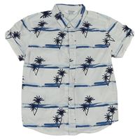 Bílo-modrá pruhovaná košile s palmami zn. Primark
