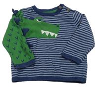 Modrý pruhovaný svetr s krokodýlem Mothercare