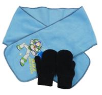 2set- modrá fleecová šála s Toy Story+ černé rukavice