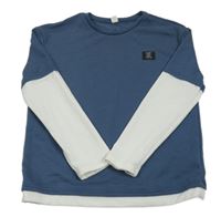 Tmavomodro-bílá mikina s nášivkou Shein