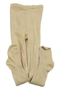 Béžové žebrované punčocháče