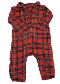 Červeno-barevný kostkovaný overal TU