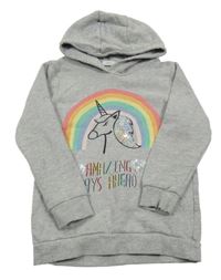 Šedá mikina s jednorožcem a kapucí Pep&Co