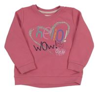 Růžová žebrovaná mikina s nápisem Matalan