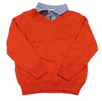 Červený svetr s košilovým límcem H&M
