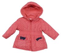 Růžová šusťáková prošívaná zateplená bunda s kapucí Pep&Co