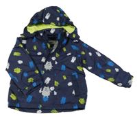 Tmavomodrá šusťáková jarní bunda s příšerkami a kapucí Impidimpi