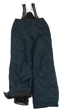 Tmavomodré šusťákové oteplovačky s kšandami Crane