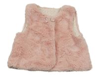 Světlerůžová kožešinová podšitá vesta