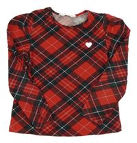 Červeno-černo-bílé kárované triko se srdíčkem H&M