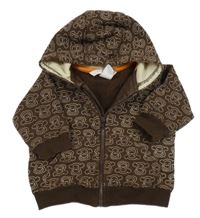 Hnědá propínací mikina s opicemi a kapucí H&M