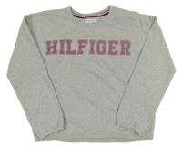 Světlešedá melírovaná mikina s nápisem Tommy Hilfiger