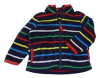 Tmavomodro-barevná pruhovaná fleecová propínací mikina Mothercare