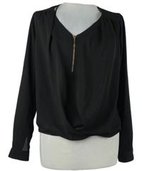 Dámská černá šifonová balonová halenka se zipem F&F