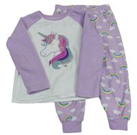 Lila-bílé fleecové pyžamo s jednorožcem Primark