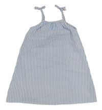 Světlemodro-bílé pruhované krepové šaty Nutmeg