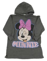 Tmavošedé teplákové šaty s Minnie a kapucí Disney