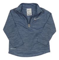 Modrošedé žíhané funkční triko Nike