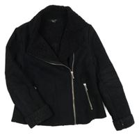 Černá semišová zateplená bunda New Look