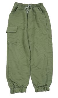 Khaki tepláky s kapsou 