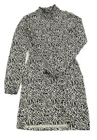 Černo-smetanové vzorované šaty se stojáčkem WE