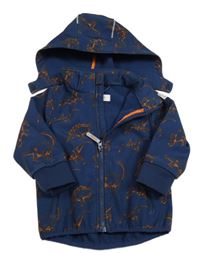 Tmavomodrá softshellová bunda s dinosaury a kapucí H&M