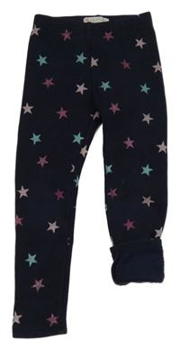 Tmavomodré zateplené legíny s hvězdami 