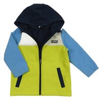 Bílo-světlemodro-zelená softshellová bunda s kapucí Topolino