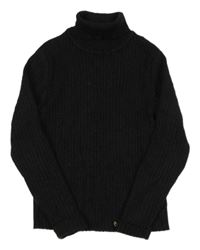 Černý třpytivý žebrovaný svetrový rolák 