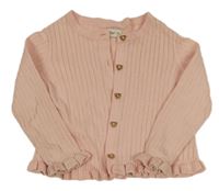 Světlerůžový žebrovaný propínací svetr F&F