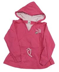 Růžová mikina s nápisem, vsadkou a kapucí C&A