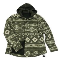 Nové - Khaki-béžová vzorovaná fleecová košilová bunda s kapucí Dunnes