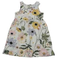 Nové - Bílo-květované bavlněné šaty H&M