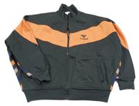 Tmavošedo-korálová sportovní propínací oversize mikina Hummel