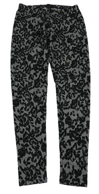 Černo-šedé květované legíny Y.F.K.