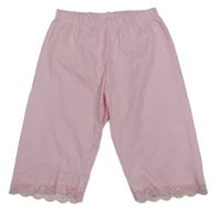 Světlerůžové elastické kraťasy s krajkou 