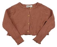 Vínový žebrovaný propínací crop svetr H&M
