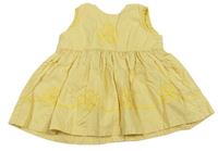 Žluté plátěné šaty s kytičkami Next