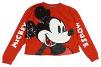 Červená crop mikina s Mickeym a flitry Primark